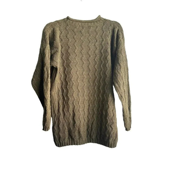 Debbie Morgan Knit Crew Neck Sweater Women’s M Olive Green Long Sleeve‎ Boho - Picture 2 of 5
